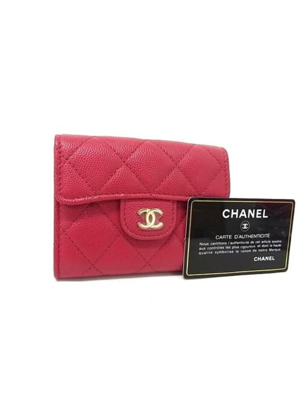 Chanel CC Logo Quilted Caviar Leather Coin Purse Pink
